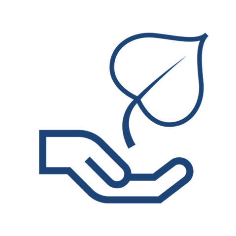 A simple blue abstract shape with angular edges, set against a white background.