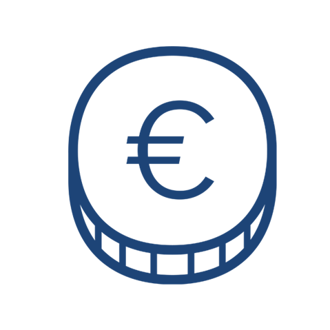 A simple dark blue square shape with a small rectangle cut out from the bottom right corner.